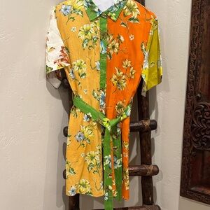 Magaschoni Orange and Green Floral women’s dress